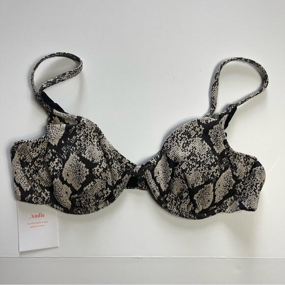 Andie Swim Sicily Bikini Top Snake Print 90s Vibe MEDIUM Animal Print - Picture 2 of 15